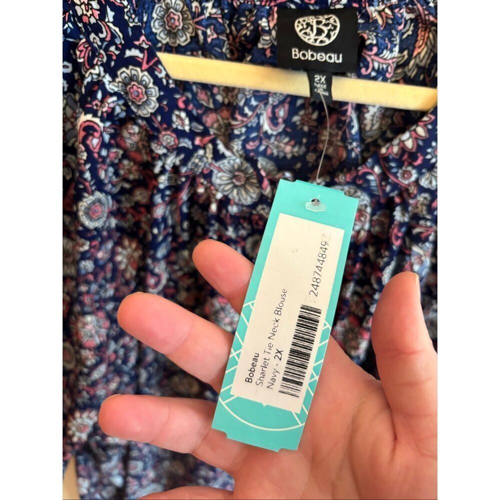Bobaeu Paisley NWT Ballon Sleeve Women Shirt SZ 2X - Picture 4 of 6